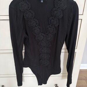 Lulu's Black Floral Lace Bodysuit